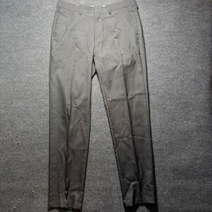 Haggar Premium Comfort Dress Pants Mens 33x32 Slim Fit Black Flat Front 1054807